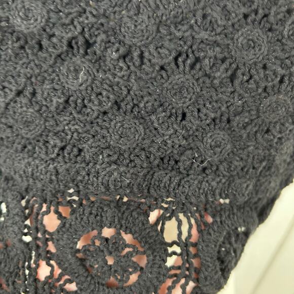 Free People Women Sleeveless Crotchet Tank Top Festival Fairy Boho Black Large - Picture 2 of 6